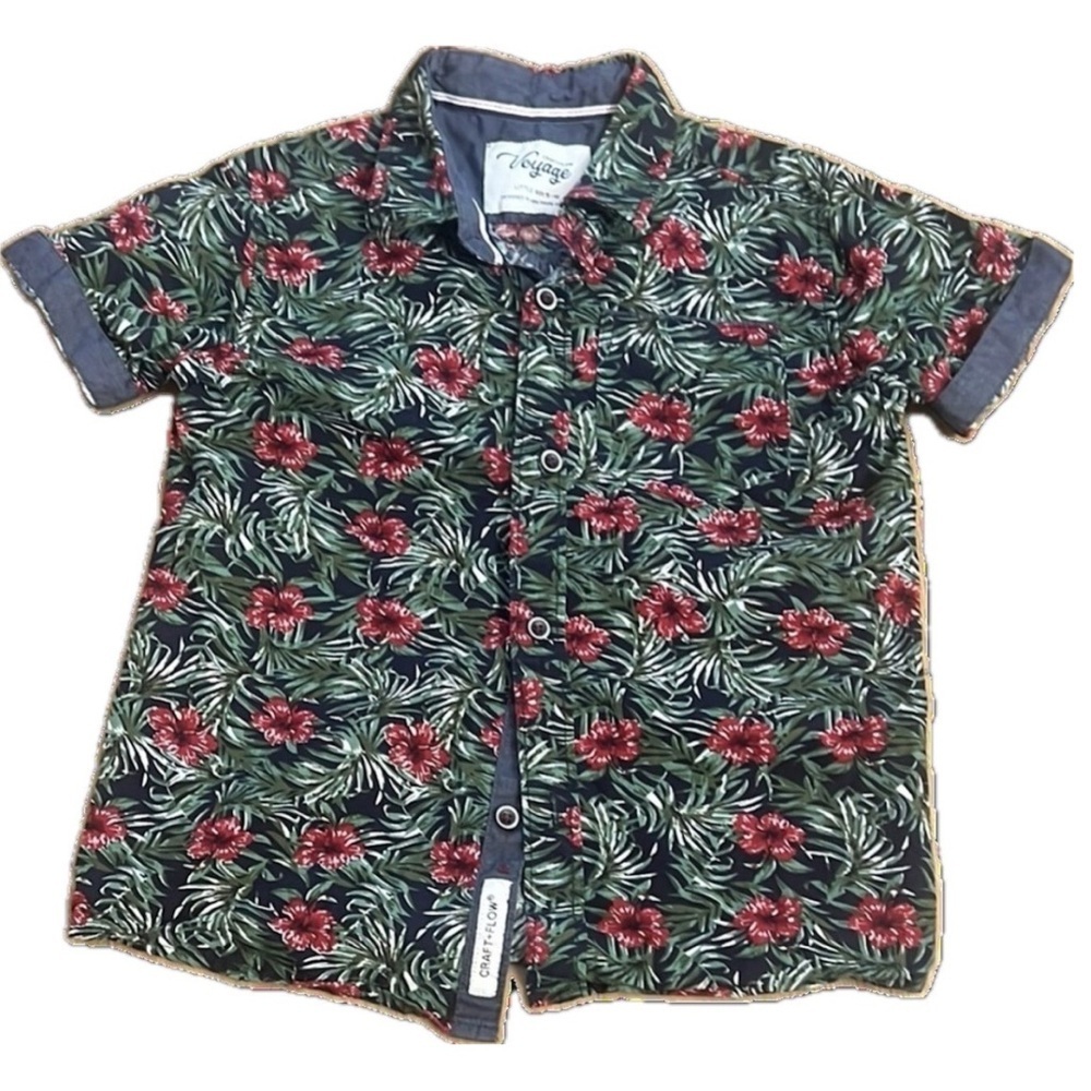 Croft + Flow Voyage Boys Hawaiian Shirt - Tropical Floral - Size 5